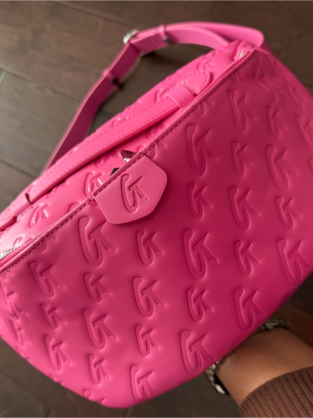 Embossed Pink Crossbody Bag - Women
